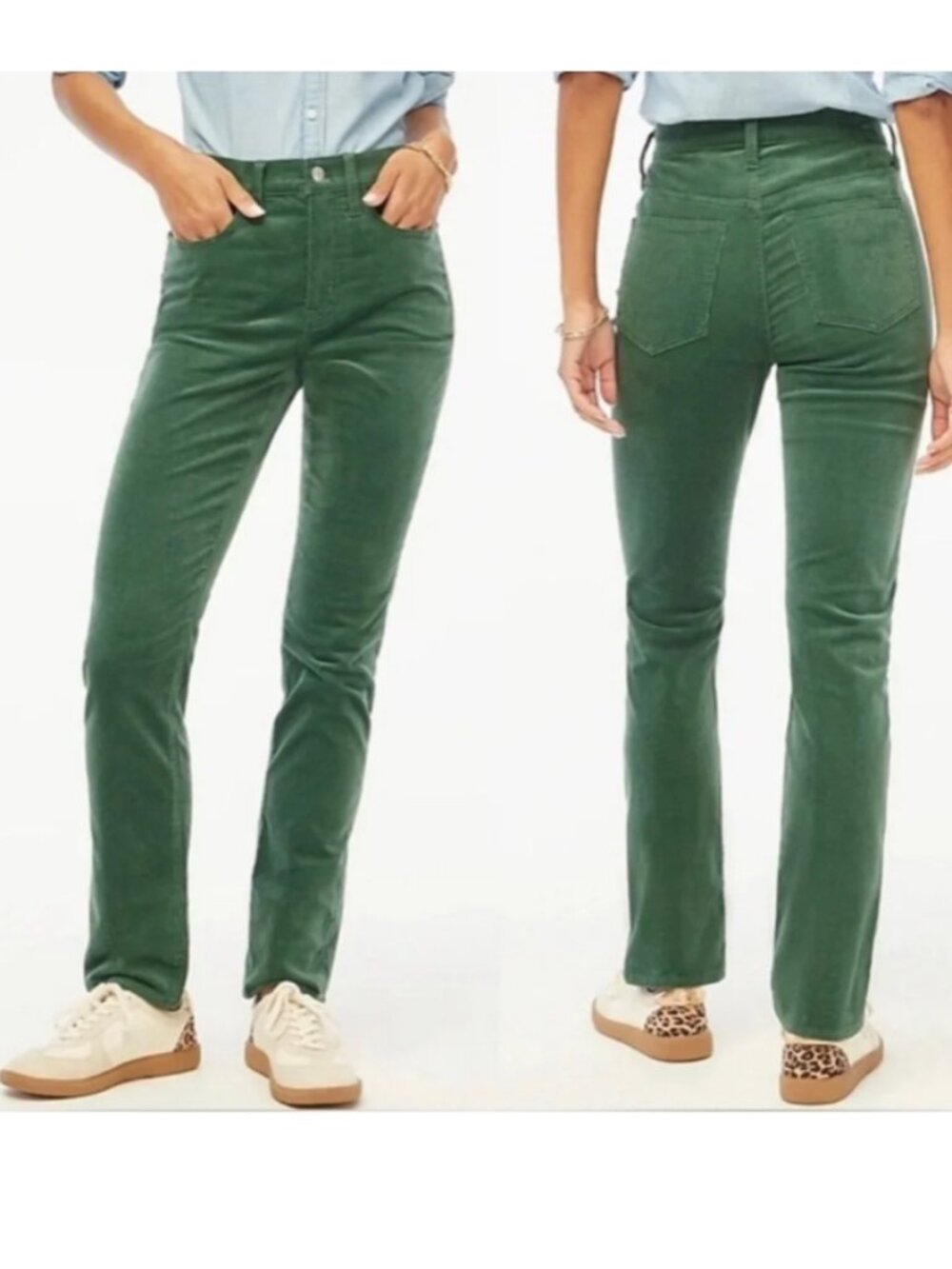 J. Crew Corduroy Pants Vintage Slim Straight Green 28 Winter Holiday